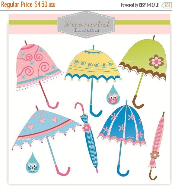 ON SALE Digital clip art for girl parasol by Decorartistclipart
