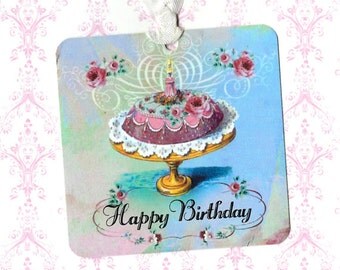 Gift Tags, Birthday Tags, Cake Tags, Happy Birthday Tags, Shabby Style