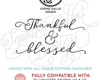 Thankful & Blessed SVG, DXF, PNG digital download files for Silhouette Cricut vector clipart graphic Vinyl Cutting Machine Screen Printing