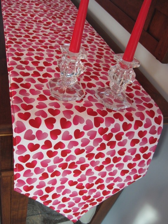 Valentines Day Heart Table Runner 72 Reversible