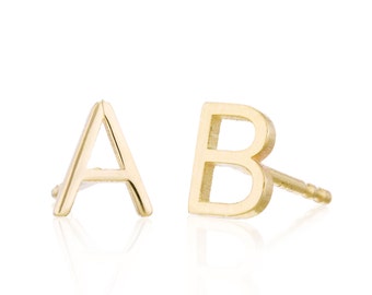 Initial Earrings, Solid 14K Gold Initial Studs, Gold Letter Earrings, Personalized Earrings, Monogram Earrings