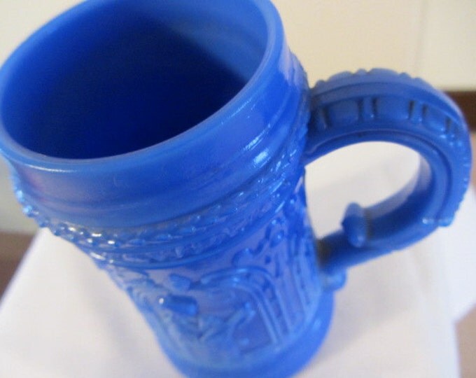 Slag Glass Stein/Mug Blue Stainglass Feel, German Stein, Massig trinken, Leider Singen, Half Von Je Zu Guten Dingen, Blue Milk Glass Stein