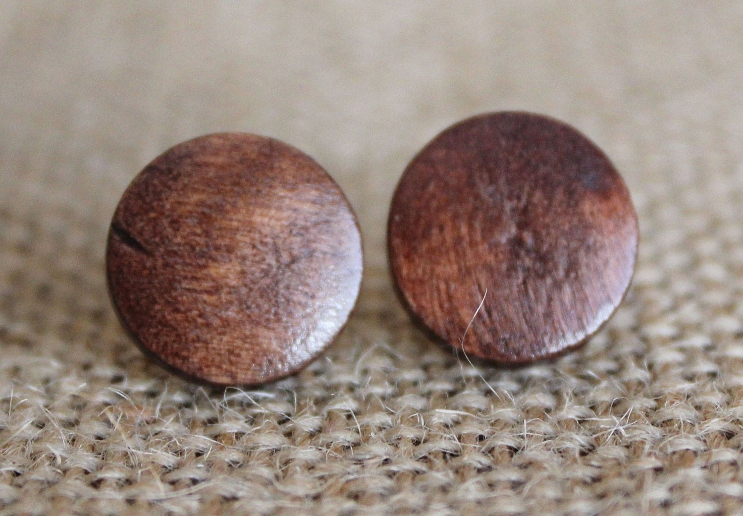 Dark Wood Earrings Simple Wooden Stud Earrings Dark Brown