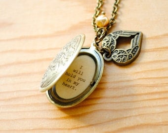 Memorial Locket - Until I can hold you in my arms I will hold you in my heart - Miscarriage Necklace, Goodbye Gift, Army Wife