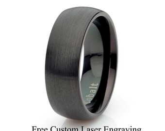 black cobalt wedding band brushed 8mm mens cobalt ring his anniversary rings custom engraved bands rings - Cobalt Wedding Rings black cobalt wedding band brushed 8mm mens cobalt ring his anniversary rings custom engraved bands rings - Cobalt Wedding Rings