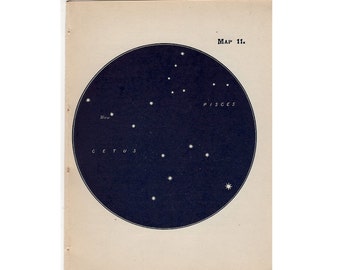 1910 mini constellation figures original antique celestial astronomy print - map 11