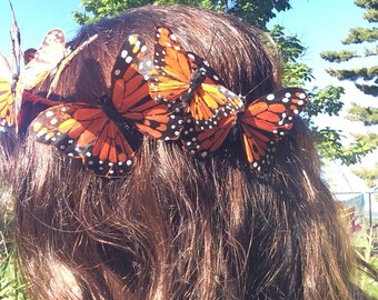 Butterfly crown, hand painted feathers, Monarch butterflies, crown, head piece, boho, festivals,