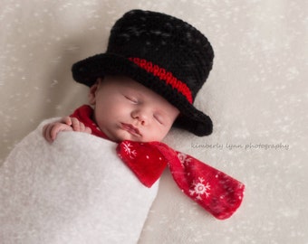 Baby Top Hat- Crochet Black Baby Top Hat - Baby Boy Top Hat- Photography Prop- Infant Top Hat