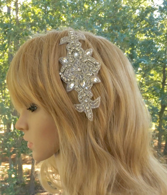 Rhinestone Bridal Headband Rhinestone Applique Headband by ctroum