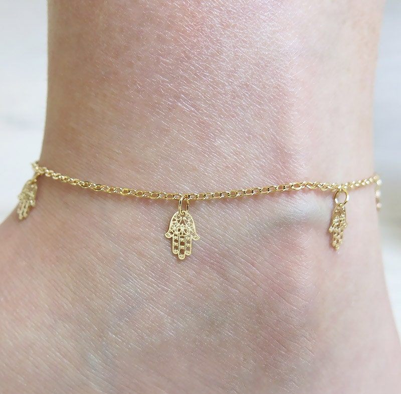 anklet gold anklet hamsa anklet ankle bracelet by sohocraft