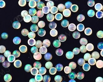 White Opal Cabochon 2mm Round - 1 cab