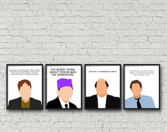 ALL 4 PRINTS. The Office, Jim Halpert. Michael Scott, Dwight Schrute Kevin Malone. Digital Download, Funny quote, tv sitcom Printables Gifts