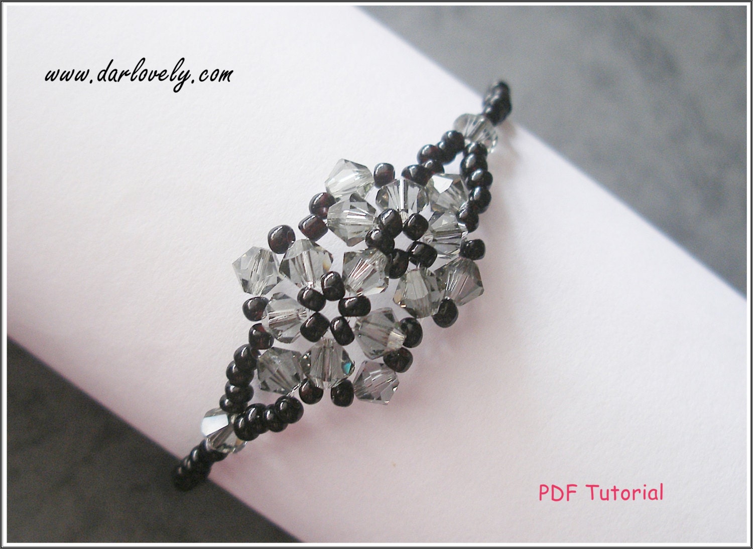 Beaded Bracelet Pattern Black Diamond Twin Flower Bracelet