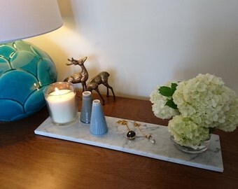 Marble tray - Carrara - Rectangle - Without sides - 45.5cm x 11cm x 1cm