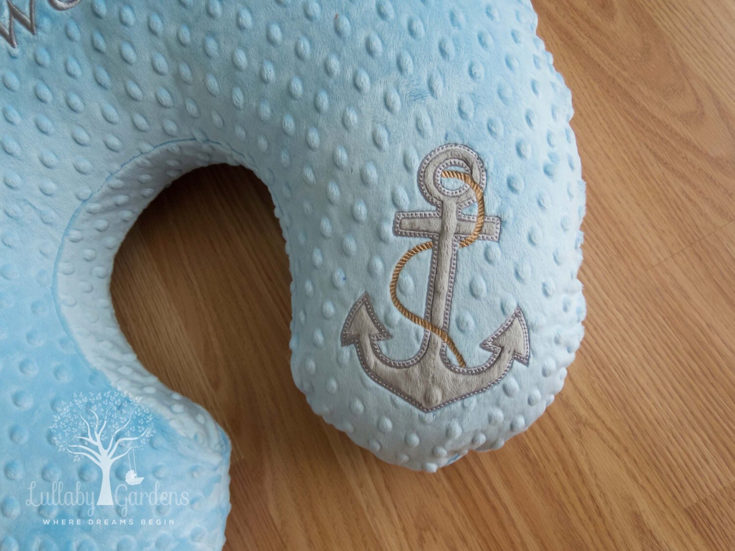 Personalized Minky Boppy Cover Appliqued Anchor Minky Boppy