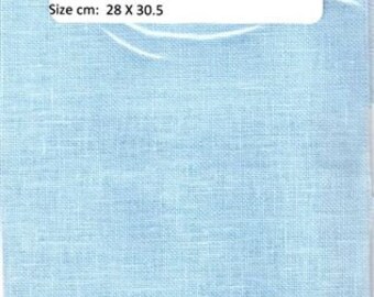 GT125 - Zweigart, Belfast Linen , 32 Count, Ice Blue , 11 X 12 inches ,28 X 30cm, Cut Fabric Collection
