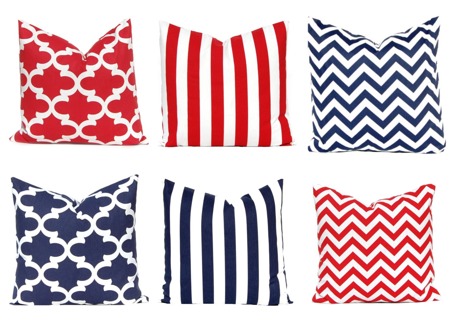One Throw Pillow Cover Red White and Blue Red Pillow