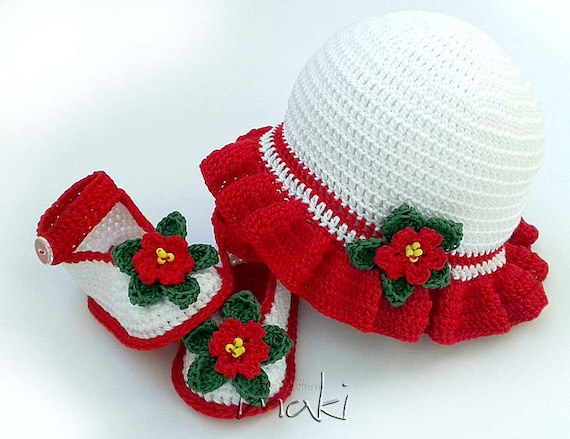 Crochet pattern Christmas baby set hat with by MakiCrochet