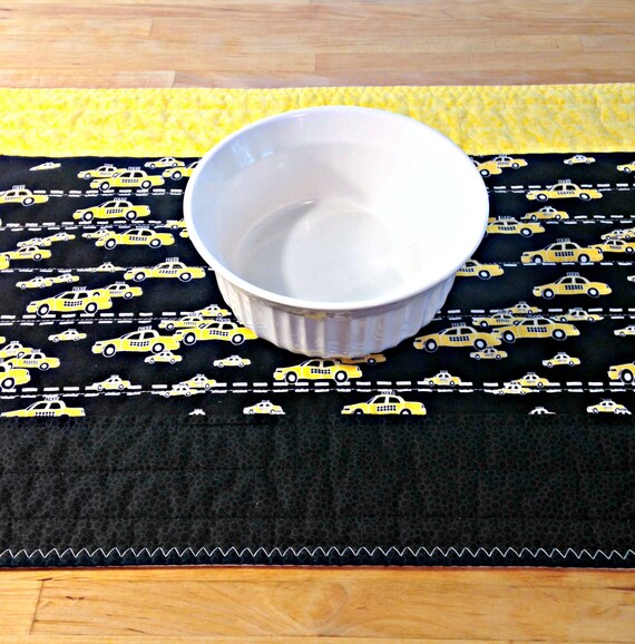 Quilted Placemats Fabric Placemat Yellow by TheQuiltingViolinist