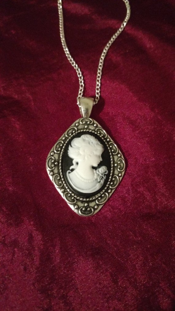 My Fair Lady cabochon necklace in Diamond shaped setting by MadeAfterDark steampunk buy now online