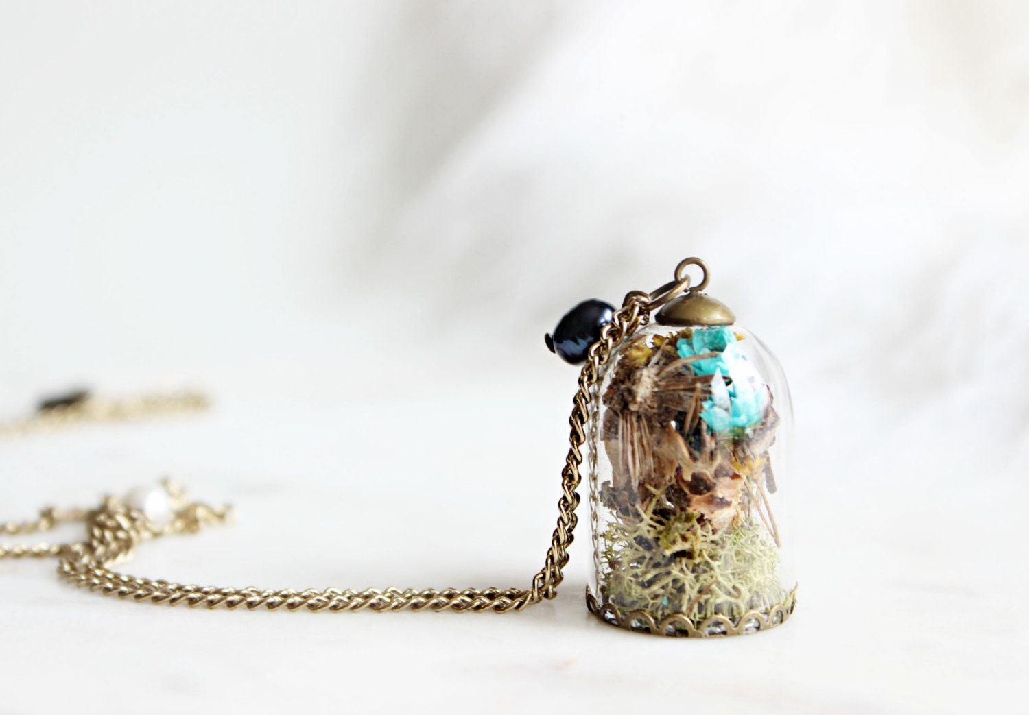 Woodland Terrarium Necklace Dome necklace with by MissVioletLace