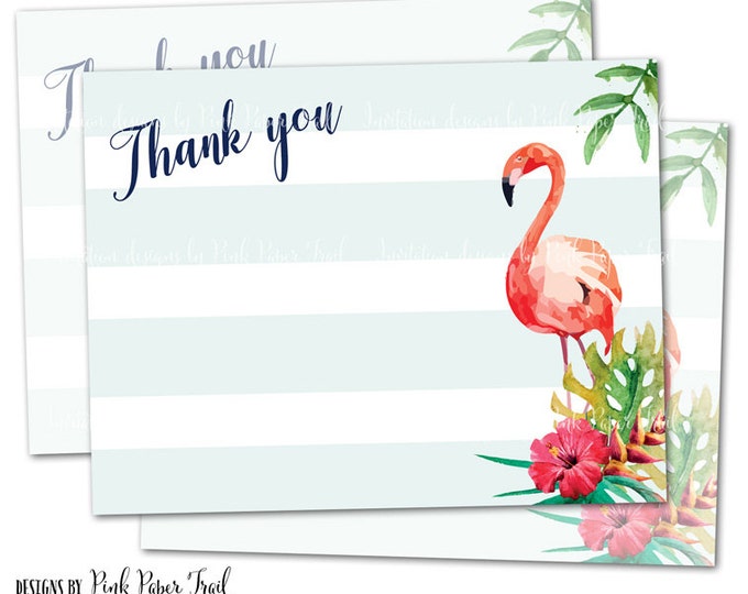 Let's Flamingle Flamingo Party Thank You Card, Instant Download, Print Your Own