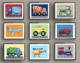 transportation art prints, car truck wall art decor, brody bedding art prints, boys nursery art