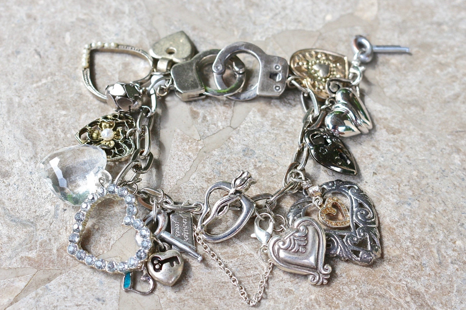 Vintage Charm Bracelet upcycled charms toy by JenniferJonesJewelry