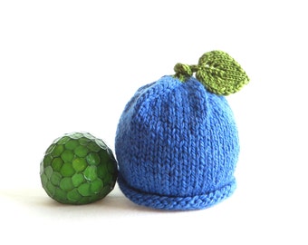 Blueberry Hat - Soft Hand Knit - Baby size - Made to Order