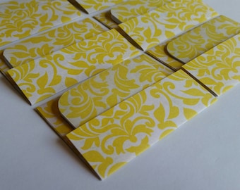 SALE Mini Cards n Envelopes - Set of 6 - Sunshine Yellow Damask Designs
