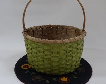 Storage Basket-Round Basket-Handwoven Basket-Gathering Basket-Easter Basket-Primitive Style