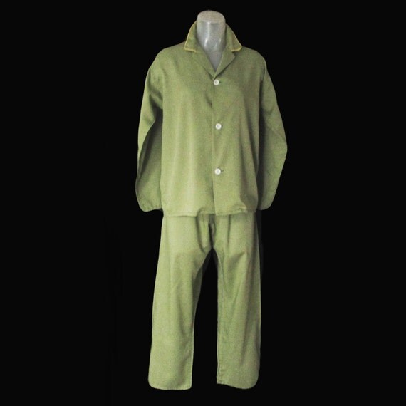 Men's Vintage Pajama Set Sage Green by LunaJunctionVintage