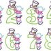 Wonderland Mad Hatter Birthday Numbers machine embroidery applique designs 5x7 whole set