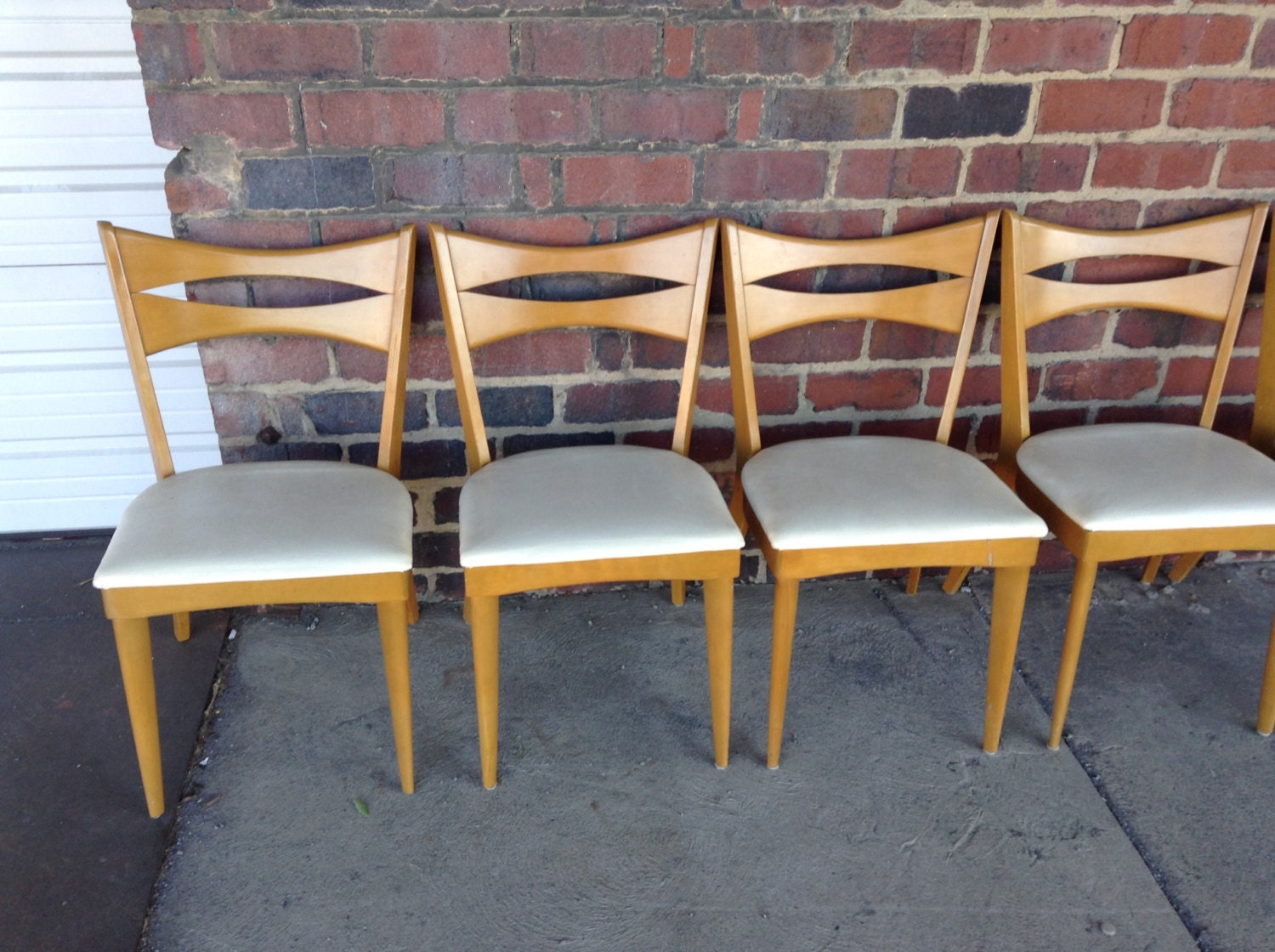 Set of 6 Heywood Wakefield Cats Eye Dining Chairs Mid-Century Modern