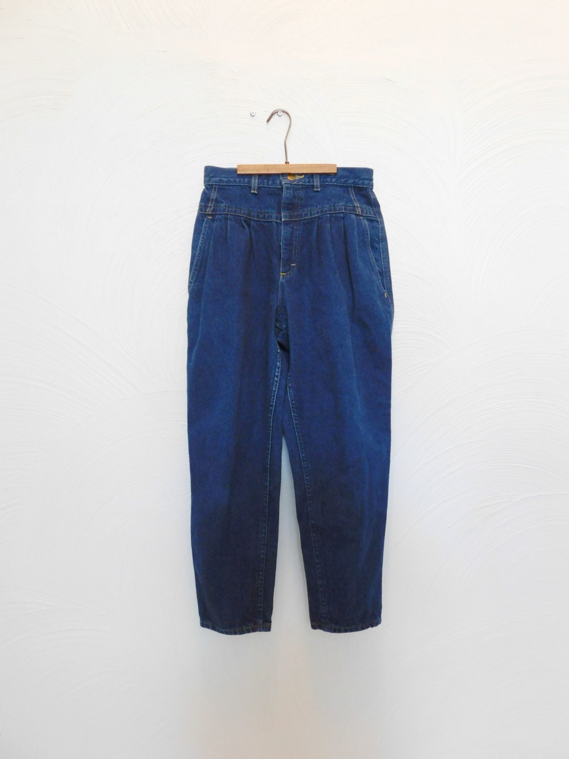 1980s Lee Jeans Vintage 80s Pleated High Rise Blue Jeans 28W