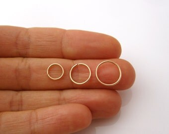 One endless hoop piercing sleeper sterling silver, yellow or rose gold small hoop earring, nose ring