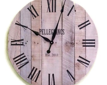 Pallet Clock | Large Wall Clock | Rustic Wall Decor | Reclaimed Wood Clock | Shabby Chic | Unique Wedding Gift For Couple | Anniversary Gift