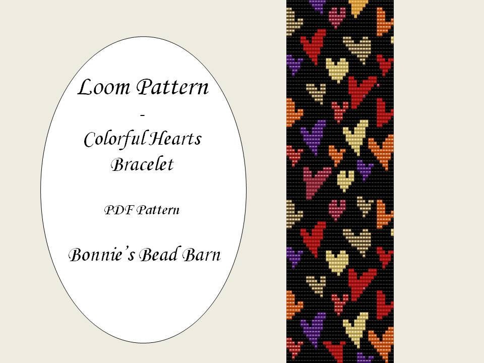 Loom Pattern Colorful Hearts Loom Bead Pattern PDF File