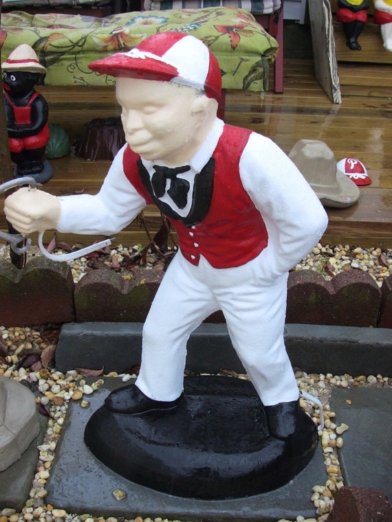 Concrete Jockey boy Statue. ..Handmade of vintage mold.