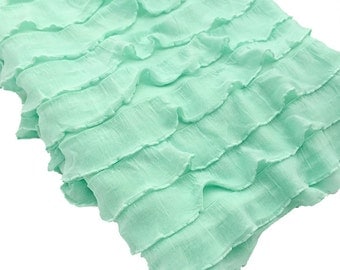 Mint Ruffle Fabric for Newborn Photo Prop - Ruffle Layering Wrap, 1 Inch Ruffle Wrap, Ruffle Baby Posing Wrap, Baby Shower Gift