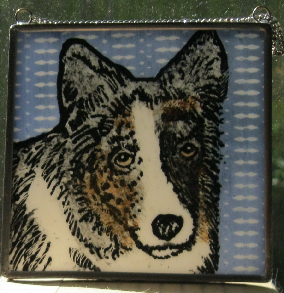 Border Collie Stained Glass Dog Suncatcher JRN233