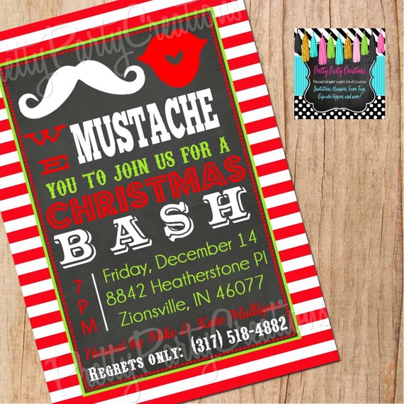 SANTA MUSTACHE BASH invitation - You Print Il_570xn