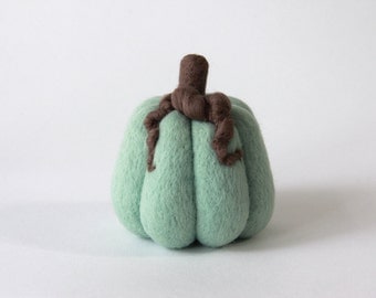 Thanksgiving Pumpkin Mint Mocha Needle Felt Wool Fall Felt Autumn Decor Halloween