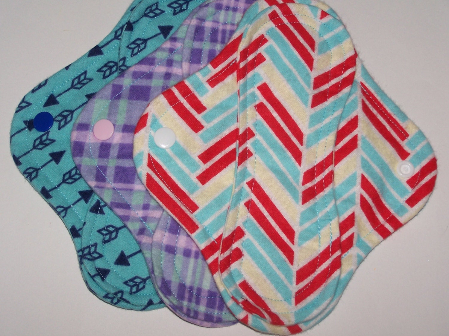 Set of 3 Flannel panty liners with wings 8 inches