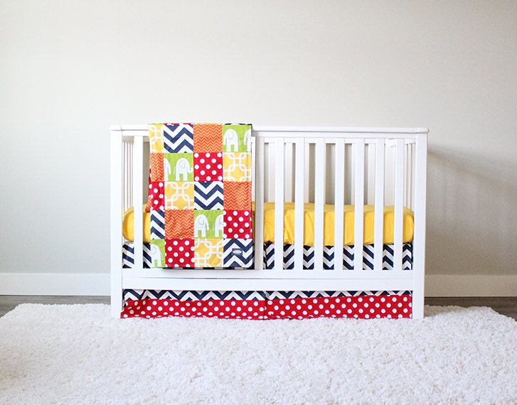 Colorful Nursery Bedding Set Red Blue Orange Green Baby