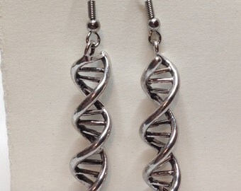 Gorgeous Geekery Silver-Plated DNA Earrings - Laboratory, Science Jewelry, Chemistry, Biology, Molecule, Scientist, Technician - Great Gift!
