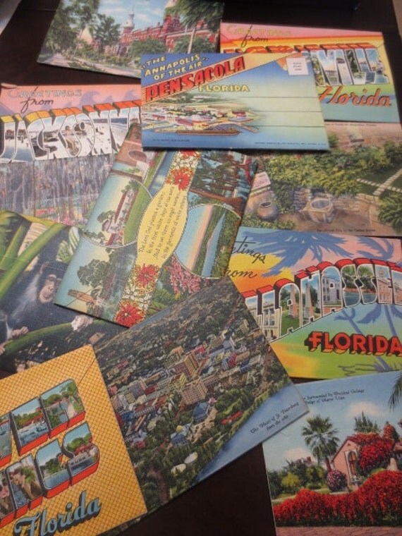 Vintage Florida Souvenir Folder Lot Travel 13 pc Assortment