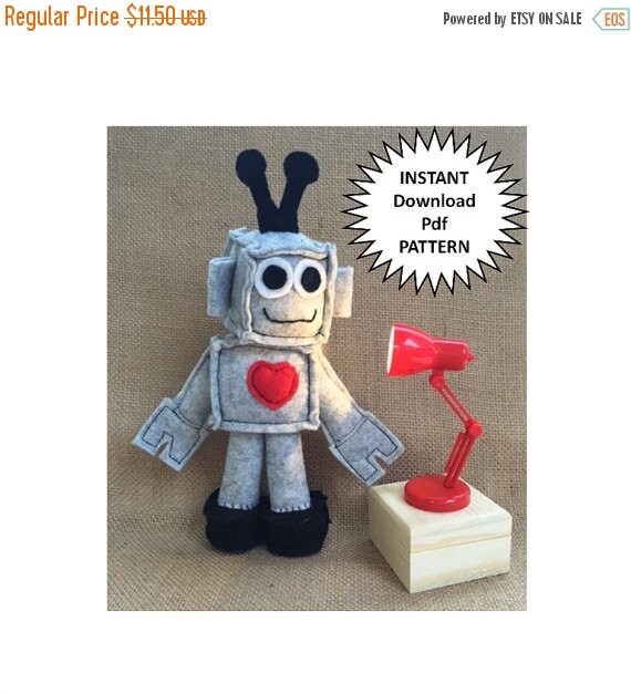 CIJ SALE Sewing Patterns Toy Robot Felt Pattern by byTheArtBug