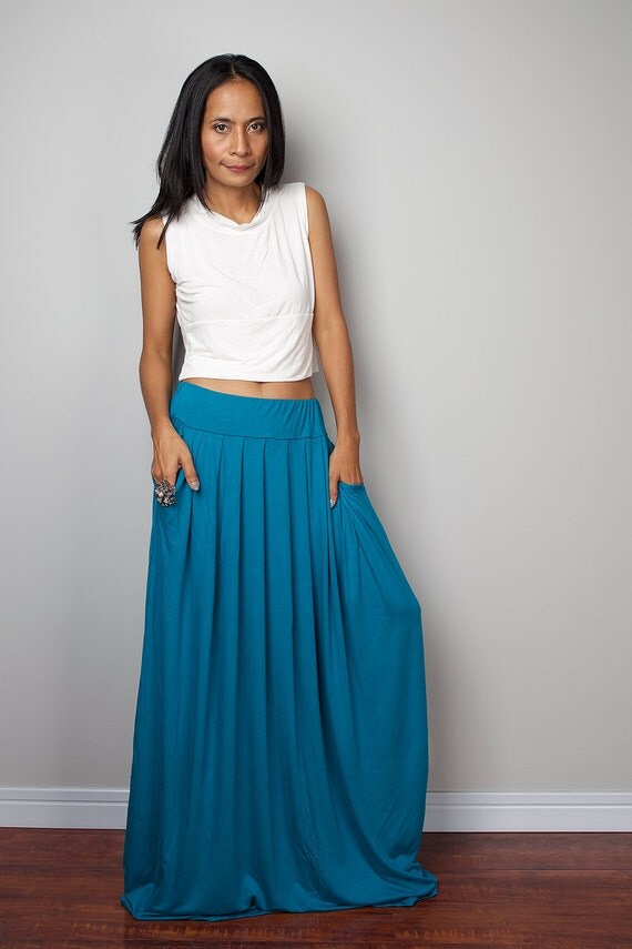 Turquoise Skirt Long Light Turquoise Skirt Maxi Skirt