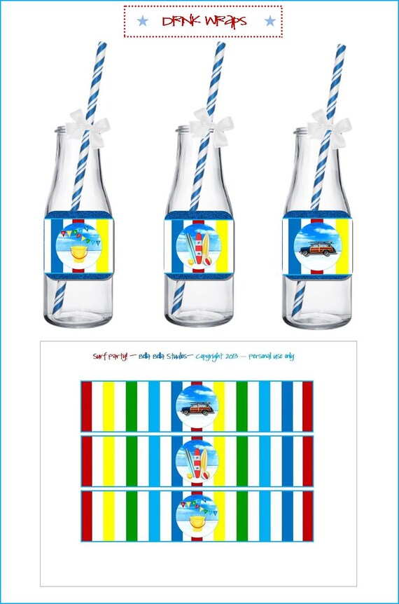 SURFBOARD & Car DRINK WRAPS ~ Printable Instant Download Il_570xn